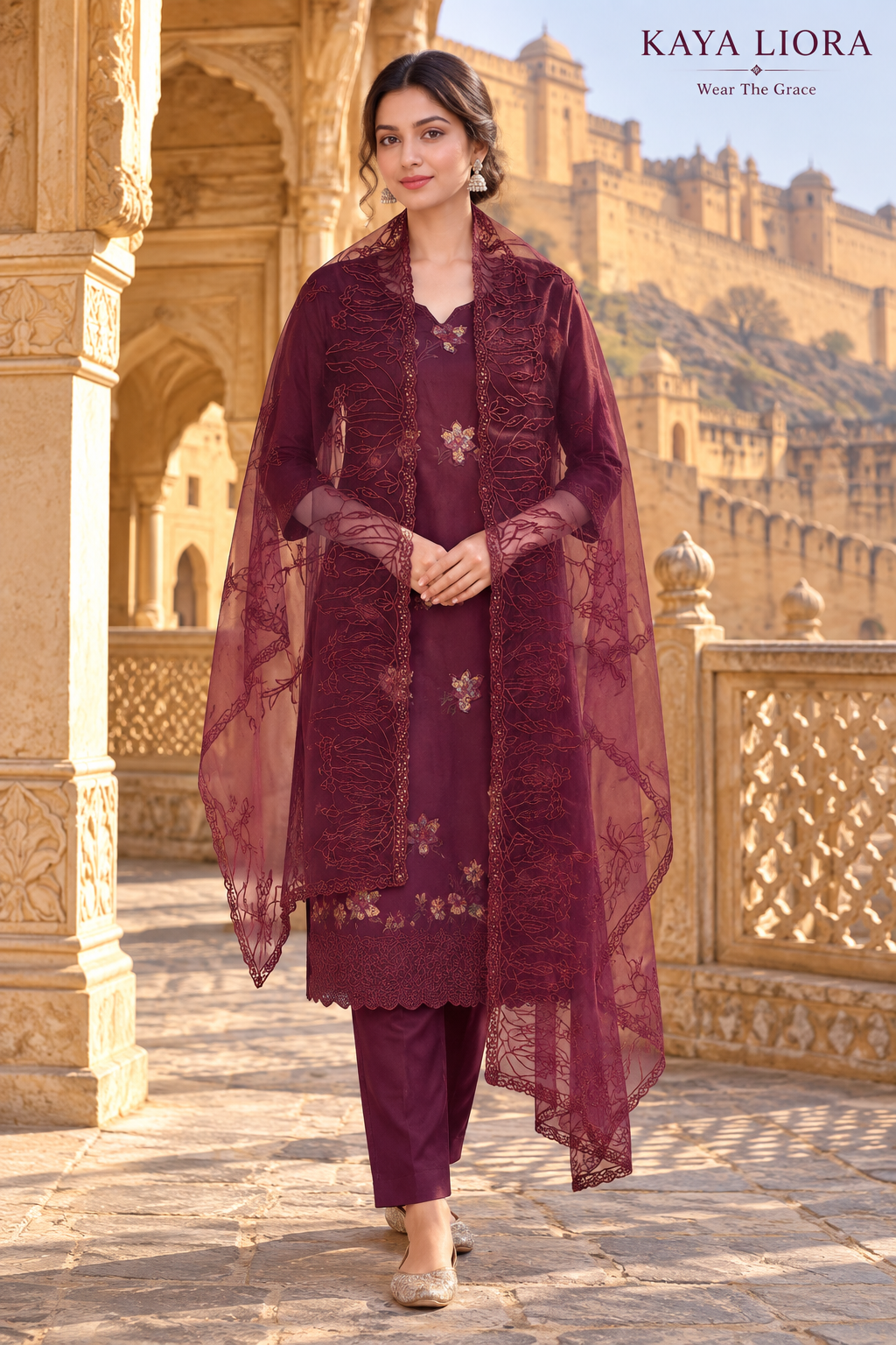 Kaya Liora 3 Piece Suite with Organza Dupatta - Luxury Suits