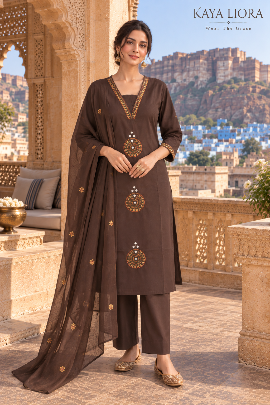 Kaya Liora Espresso Umber – Mocha Royale 3-Piece Suit Set - Luxury Suits