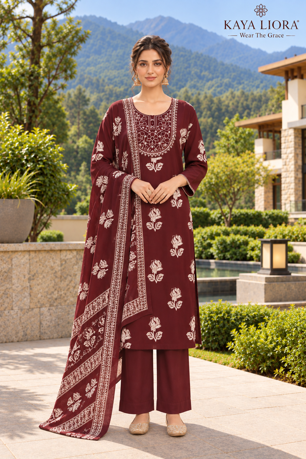 Bordeaux Wine – Rose Elegance 3-Piece Suit