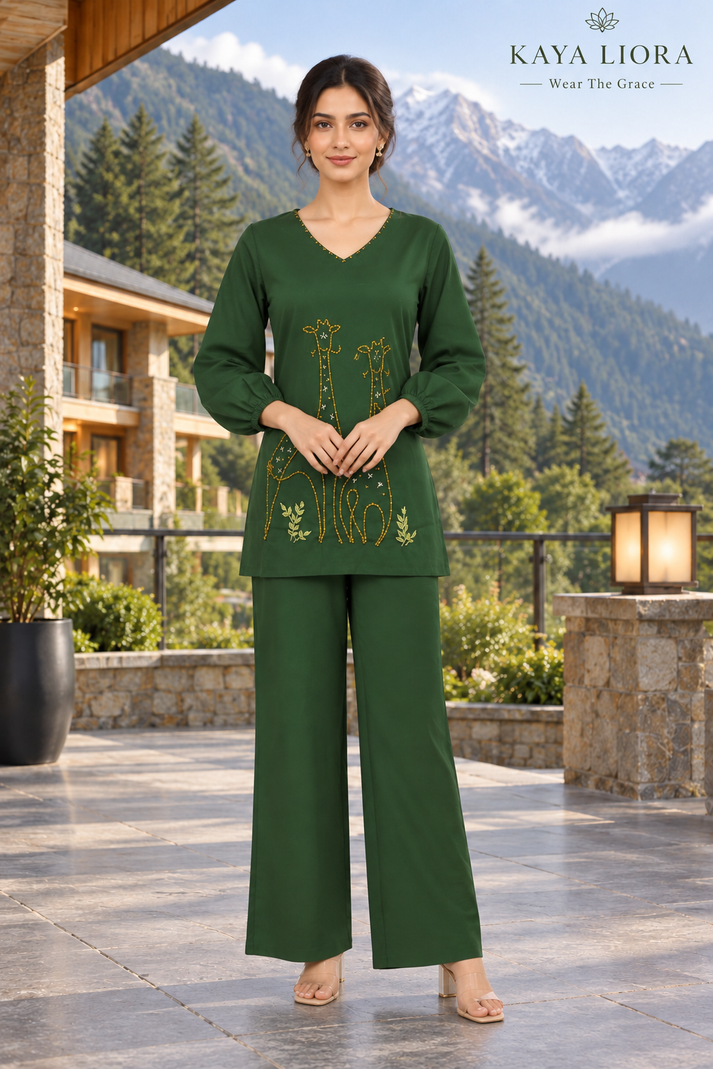 Forest Grace – Élégance Verte Co-Ord Set