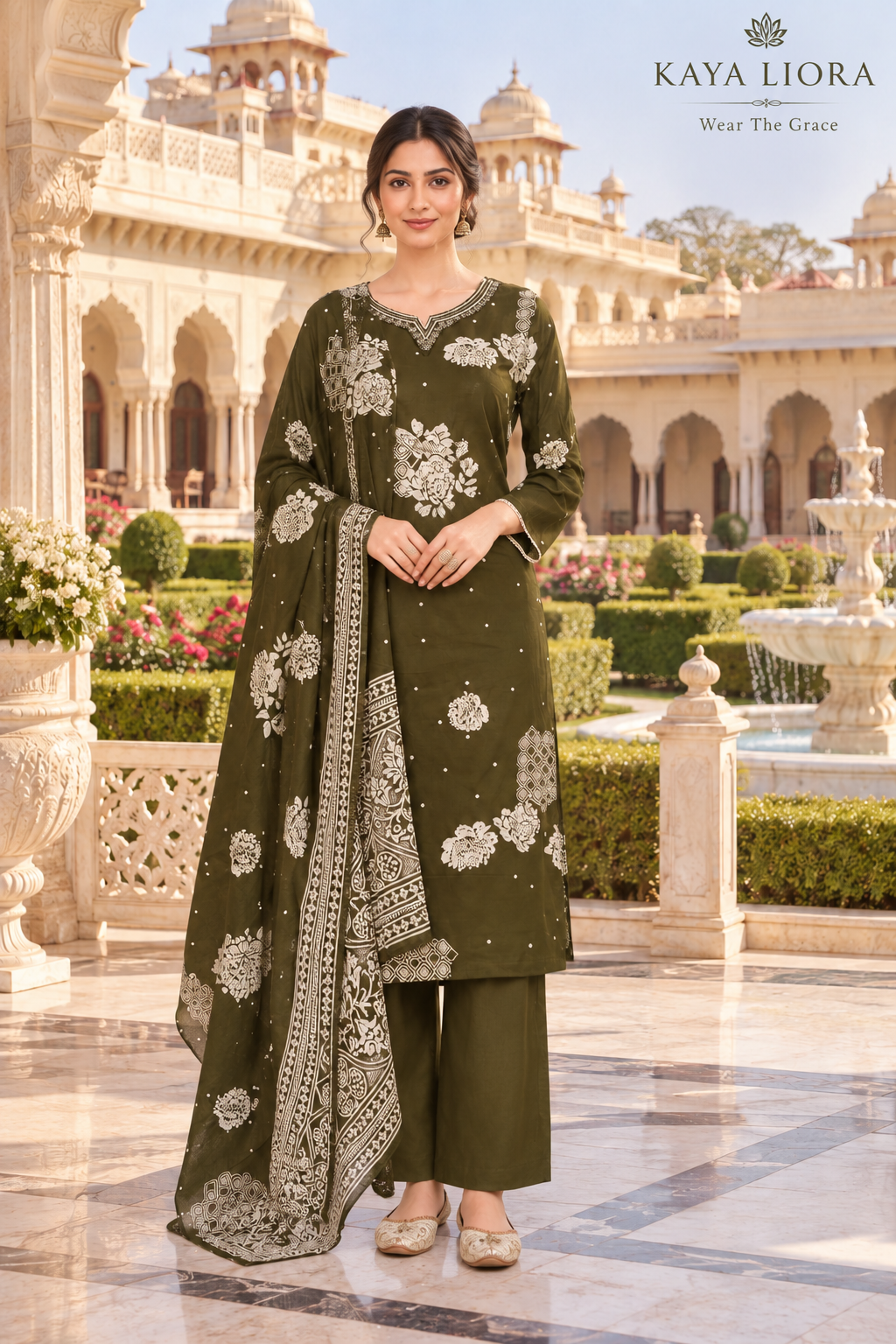 Deep Olive Green – Ivory Heritage Elegance 3-Piece Suit