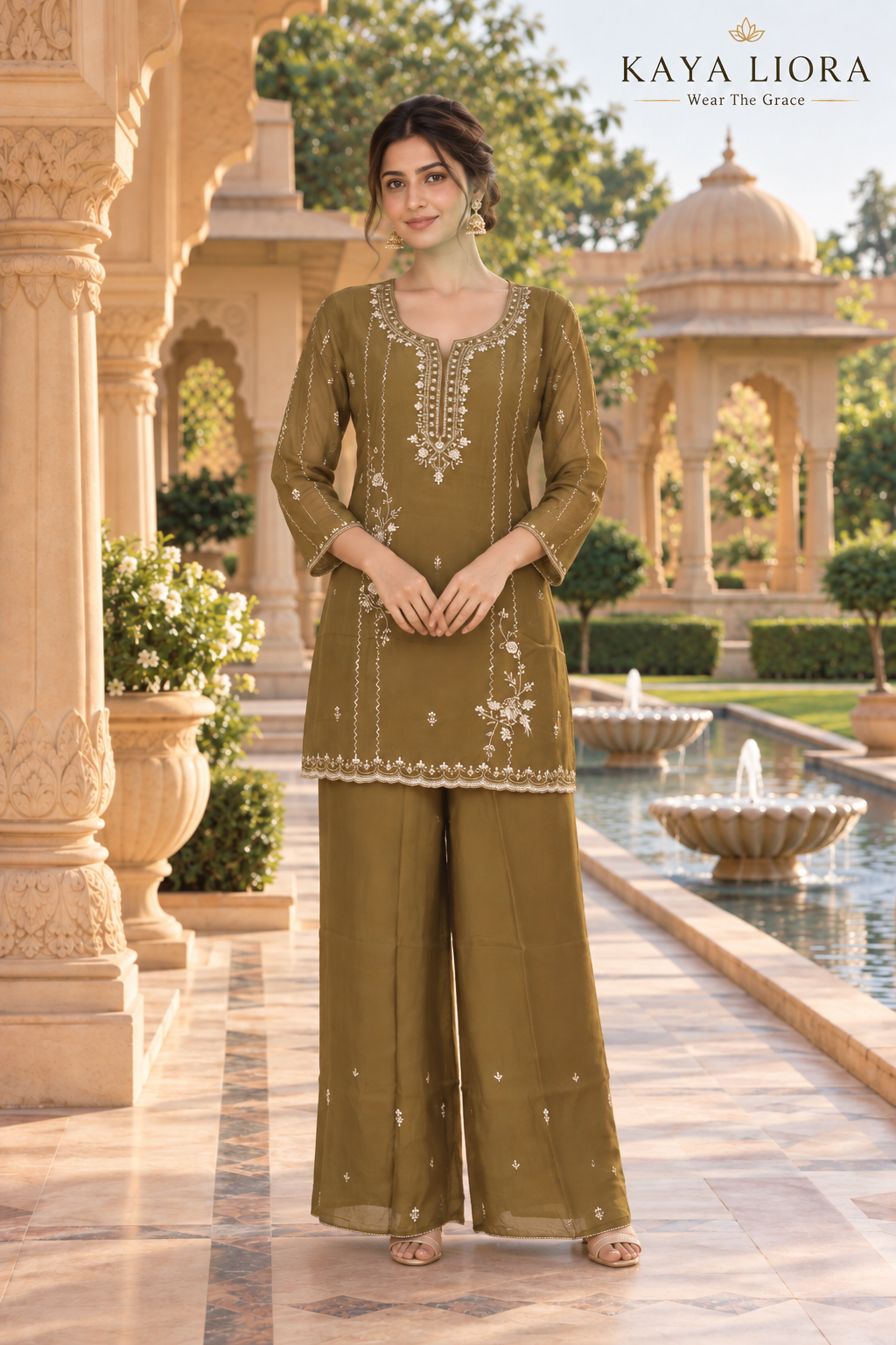 Kaya Liora Antique Olive – Olive Élégance - Luxury Suits Second View