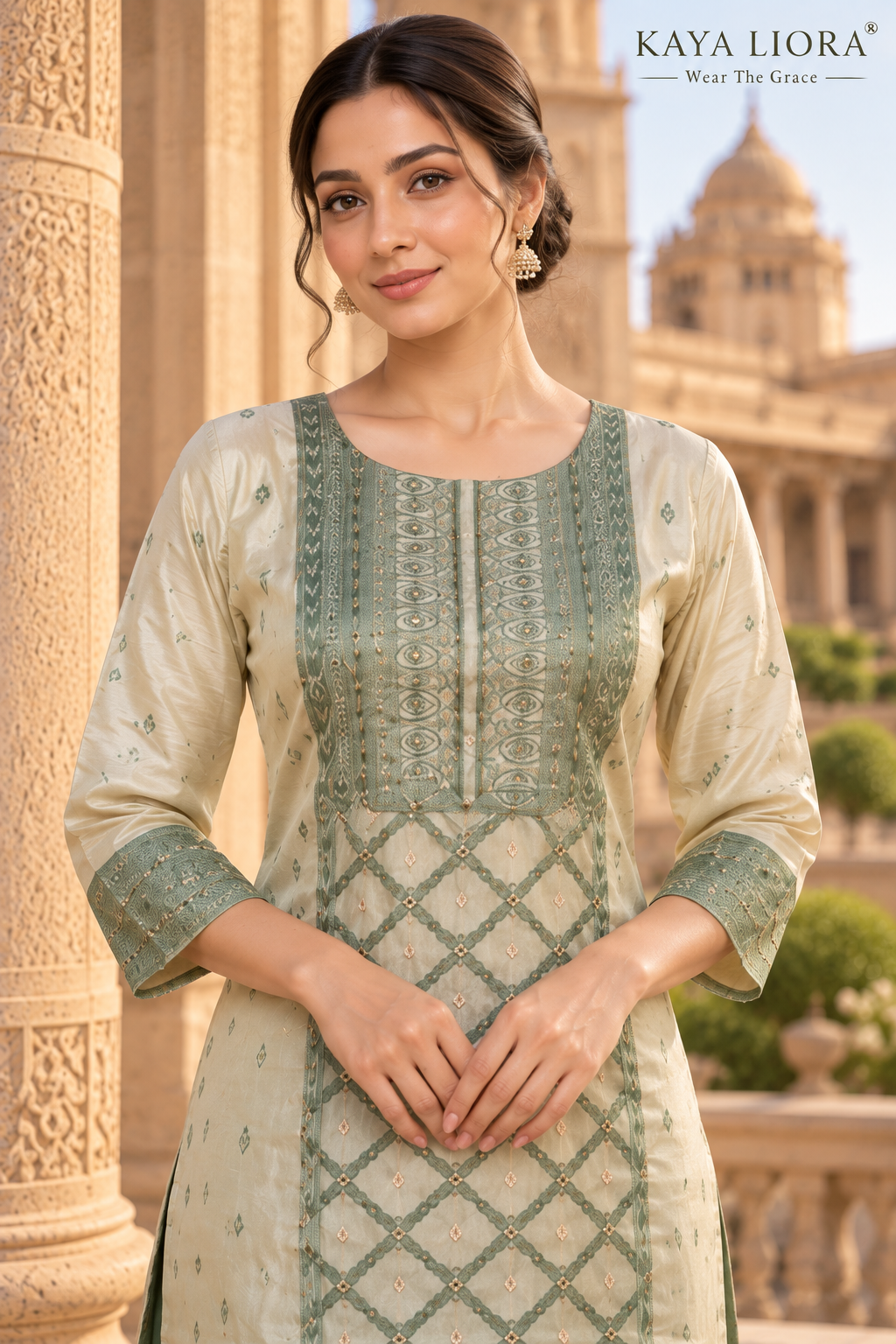 Sage Serenity – Élégance Sauge Sharara Suit Thumbnail 6