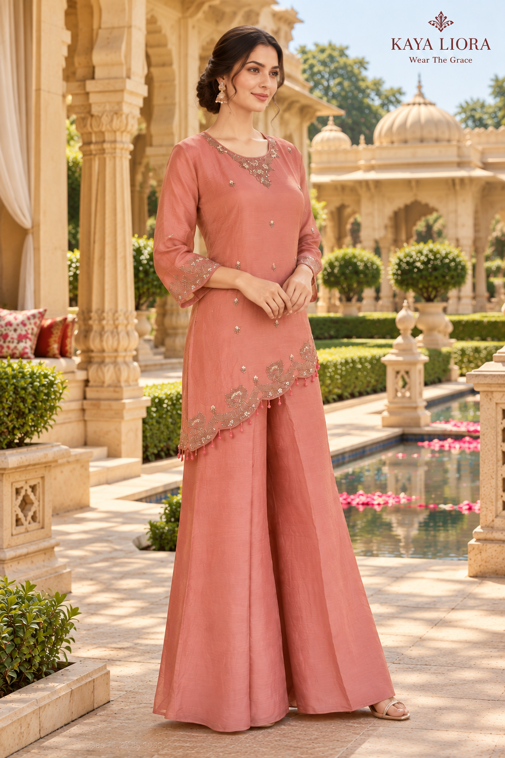 Dusty Rosewood – Rosé Élégance Sharara Suit Thumbnail 3