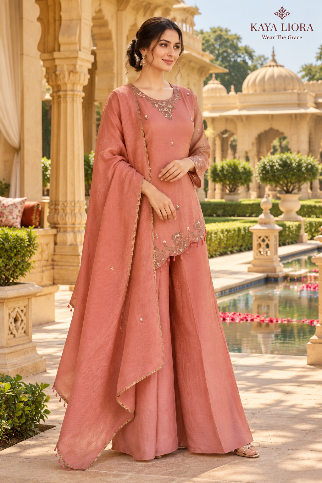 Dusty Rosewood – Rosé Élégance Sharara Suit Thumbnail 4