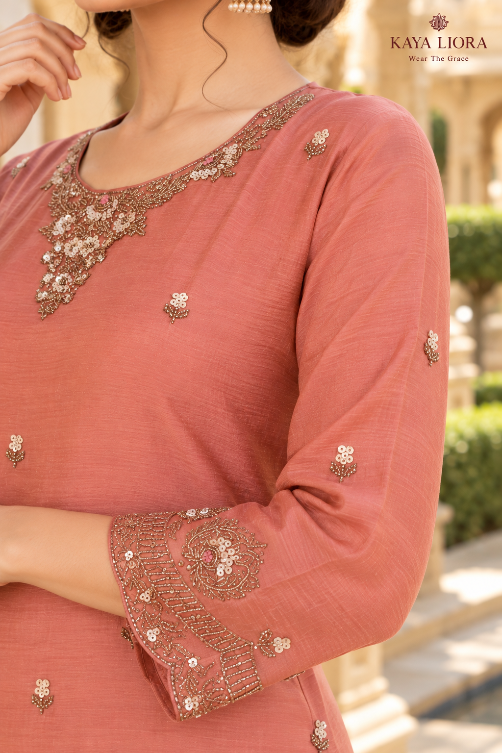 Dusty Rosewood – Rosé Élégance Sharara Suit Thumbnail 7
