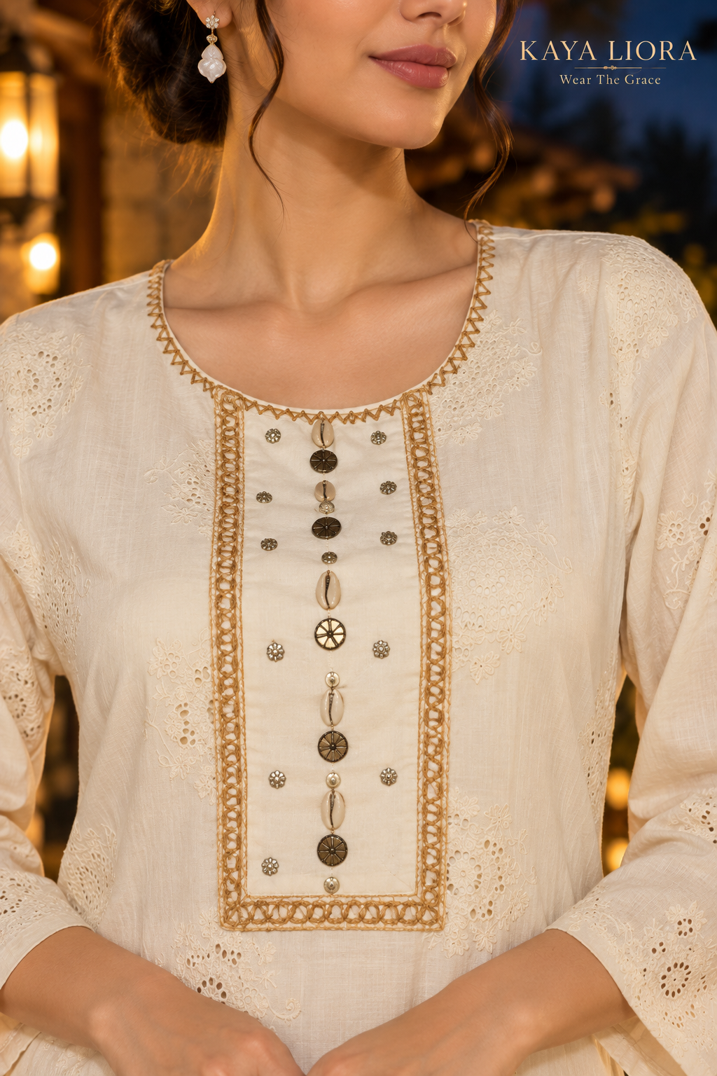 Antique Ivory – Ivory Grace Embroidered Co-Ord Set Thumbnail 4