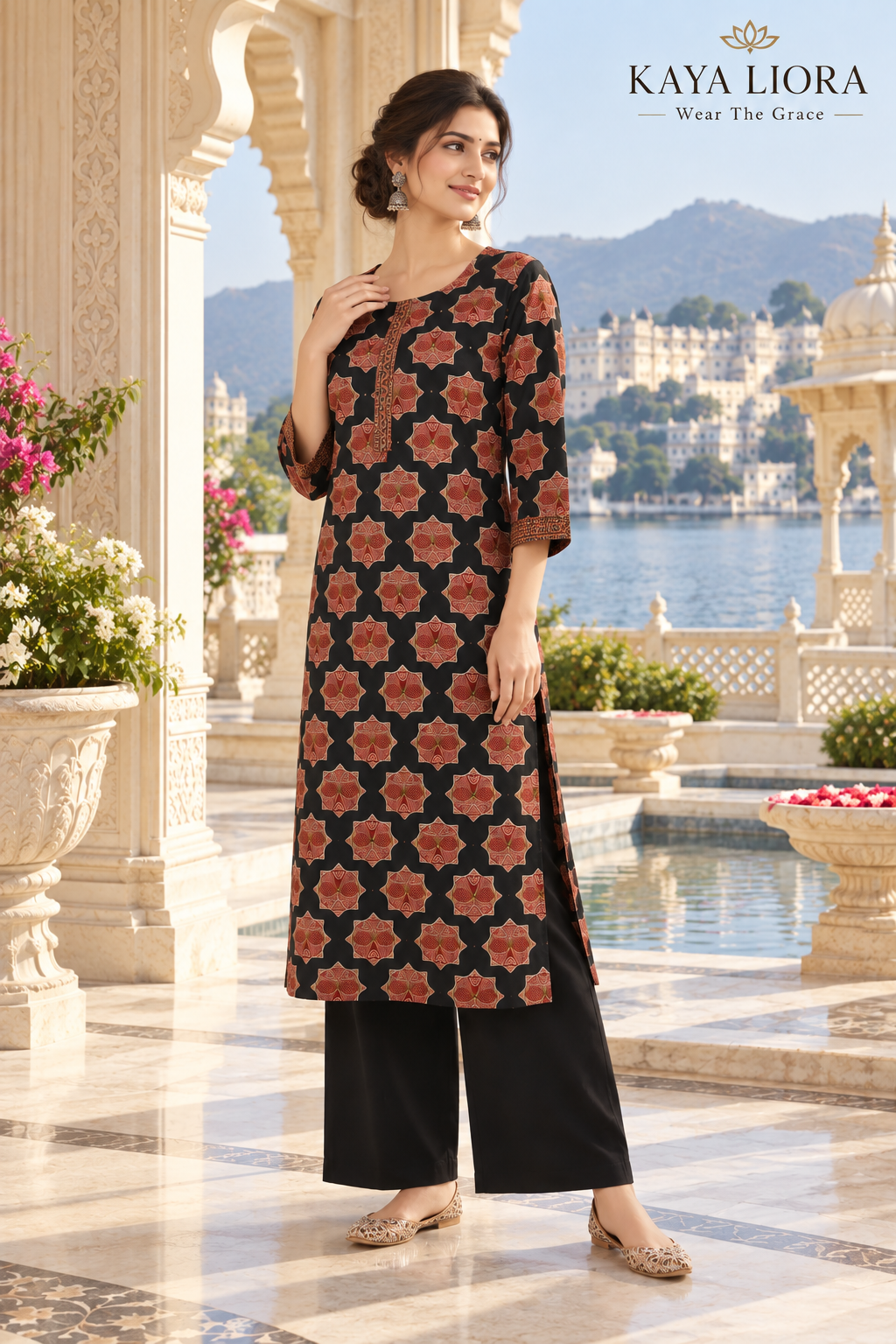 Crimson Motif – Noir Élégance 3-Piece Suit Set Thumbnail 3