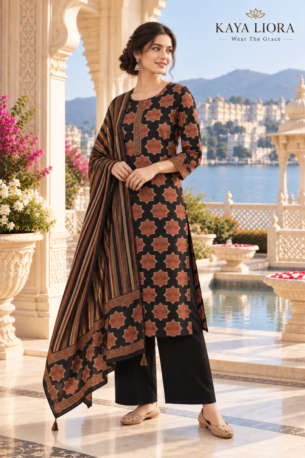 Crimson Motif – Noir Élégance 3-Piece Suit Set Thumbnail 4