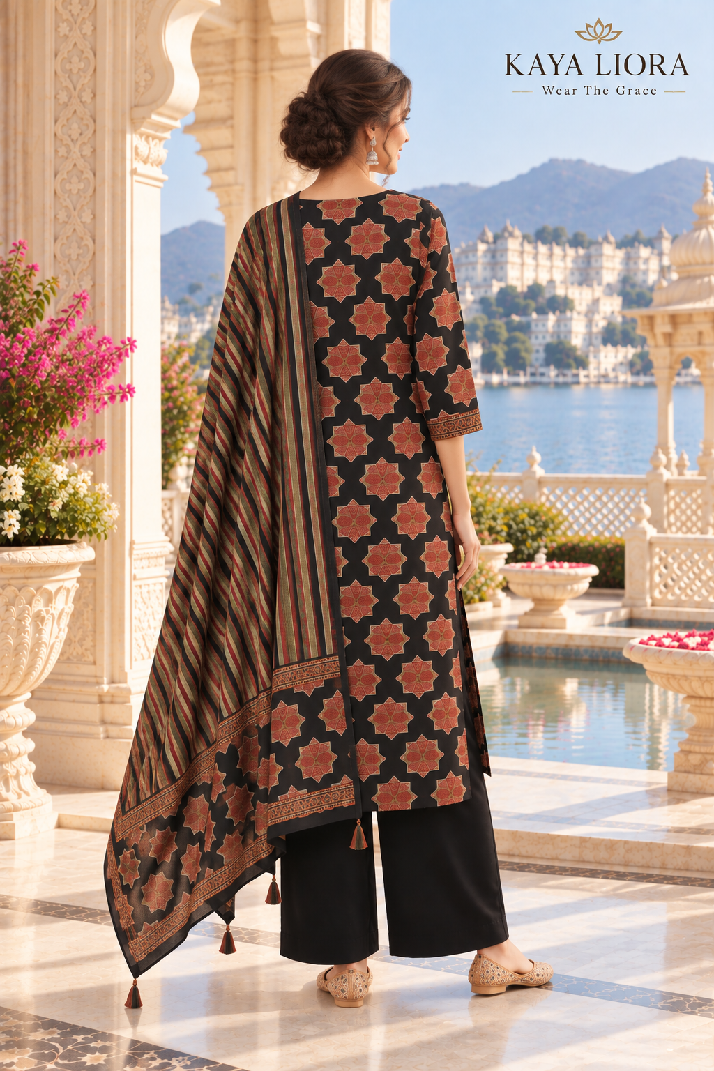 Crimson Motif – Noir Élégance 3-Piece Suit Set Thumbnail 5