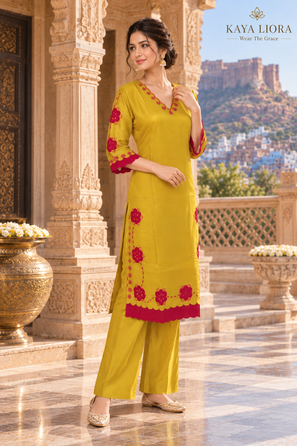 Mustard Muse – Marigold Elegance 3-Piece Suit Set Thumbnail 3