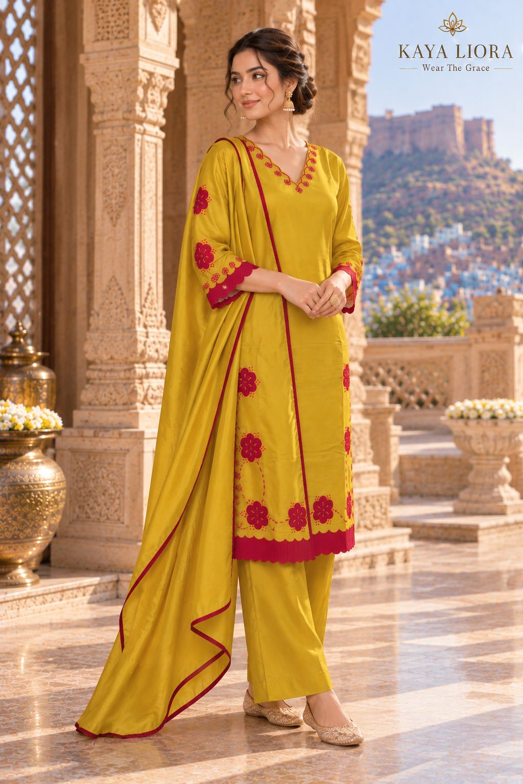 Mustard Muse – Marigold Elegance 3-Piece Suit Set Thumbnail 4