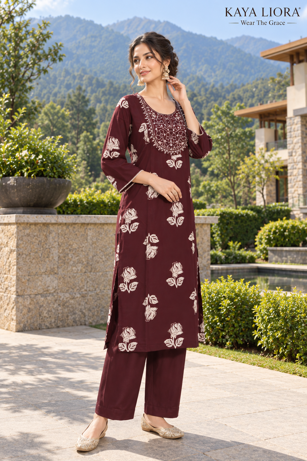 Bordeaux Wine – Rose Elegance 3-Piece Suit Thumbnail 3
