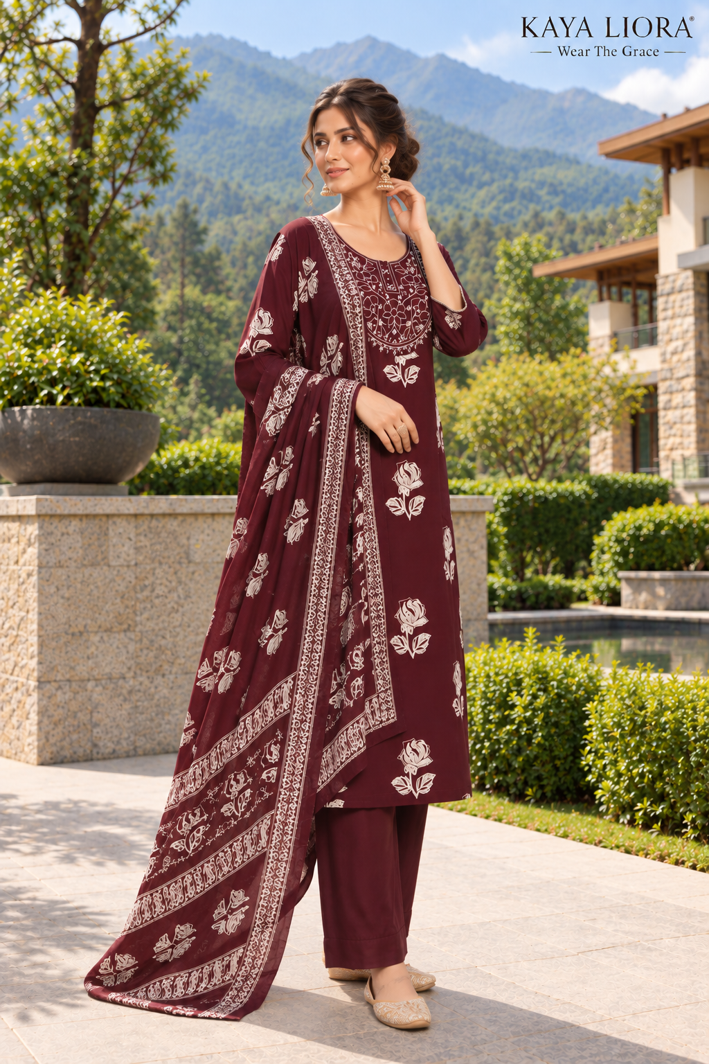 Bordeaux Wine – Rose Elegance 3-Piece Suit Thumbnail 4