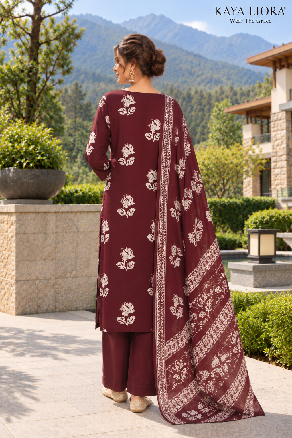 Bordeaux Wine – Rose Elegance 3-Piece Suit Thumbnail 5