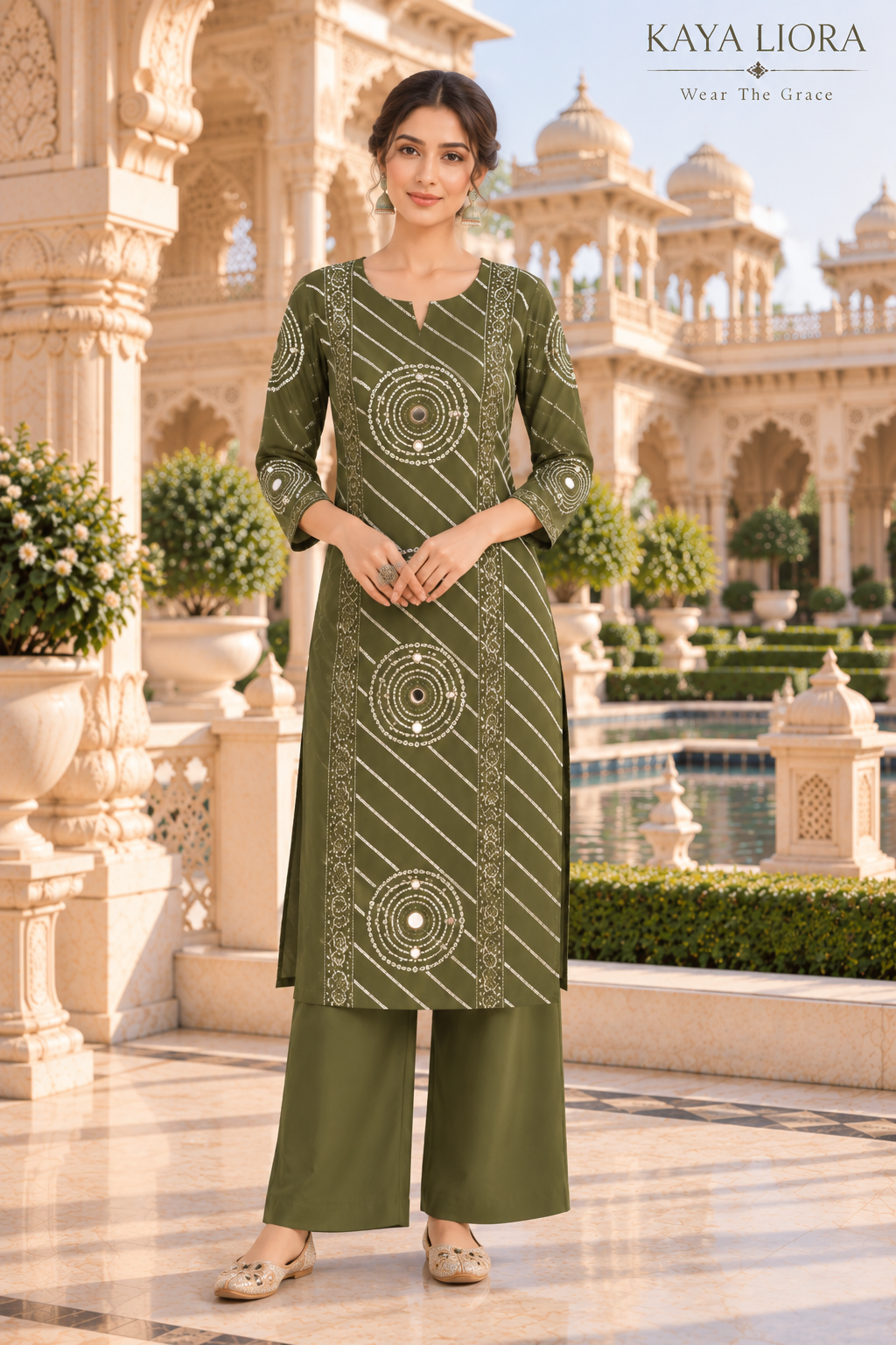 Kaya Liora Moss Green – Olive Aura 3-Piece Suit - Luxury Suits Second View