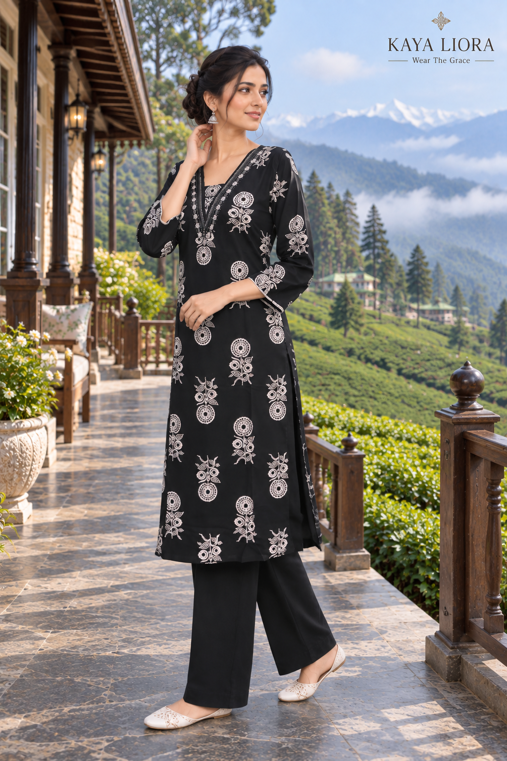 Deep Soft Black – Ivory Motif Elegance 3-Piece Suit Thumbnail 3