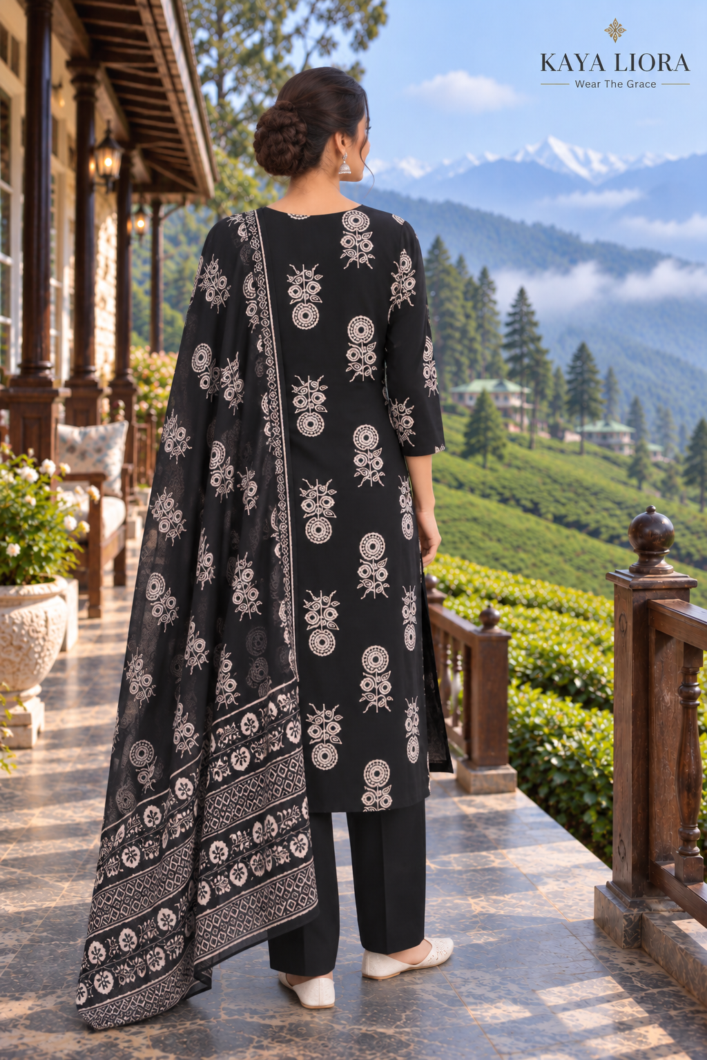 Deep Soft Black – Ivory Motif Elegance 3-Piece Suit Thumbnail 5