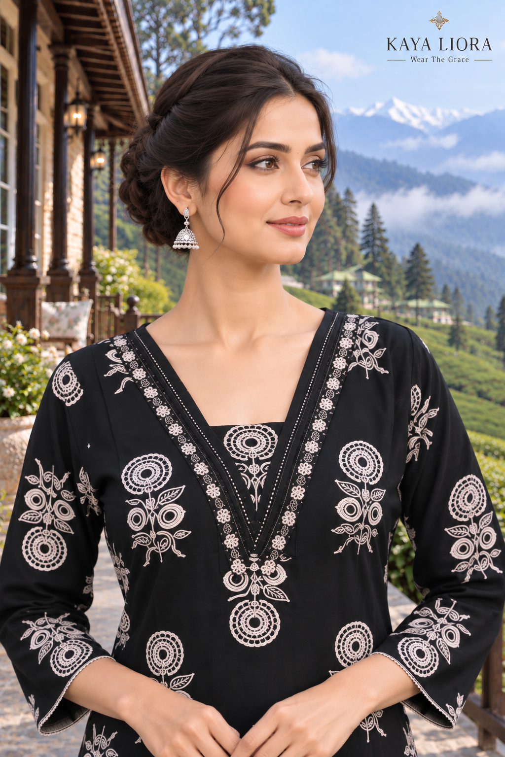 Deep Soft Black – Ivory Motif Elegance 3-Piece Suit Thumbnail 6
