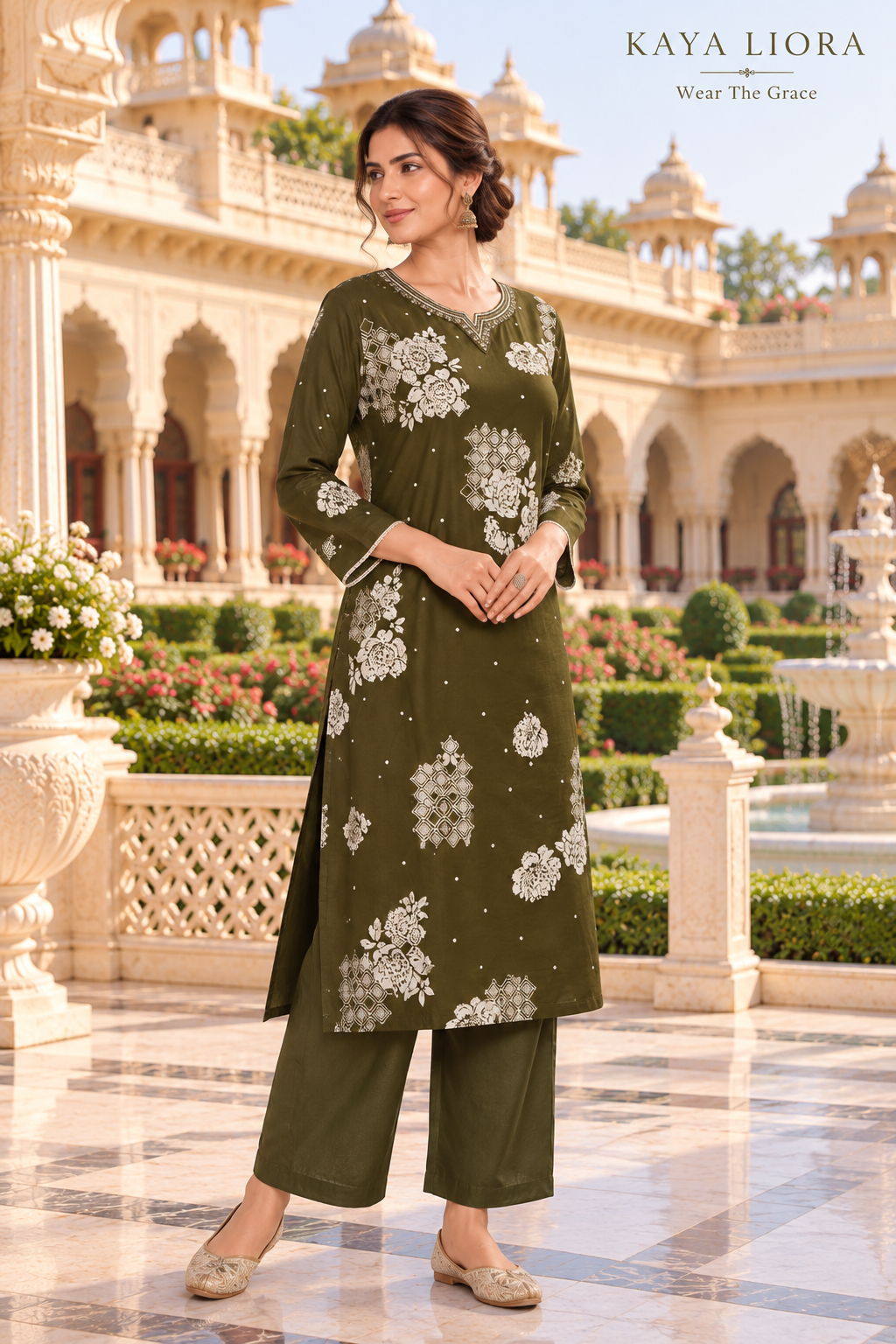 Deep Olive Green – Ivory Heritage Elegance 3-Piece Suit Thumbnail 3