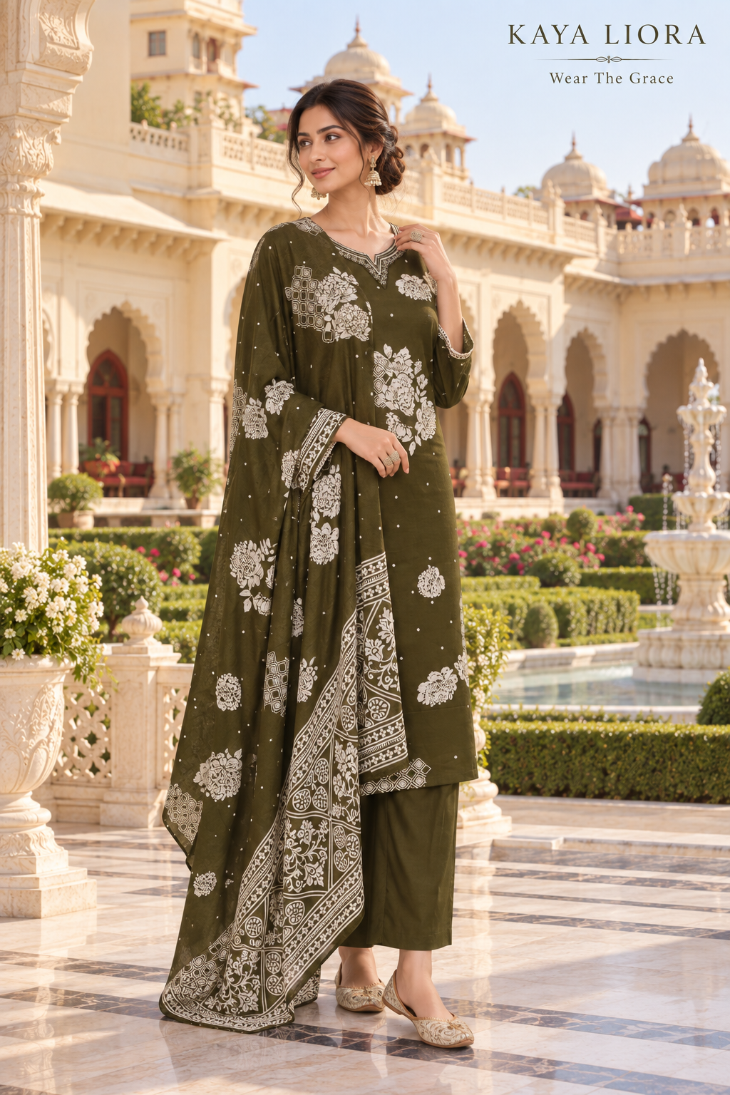 Deep Olive Green – Ivory Heritage Elegance 3-Piece Suit Thumbnail 4