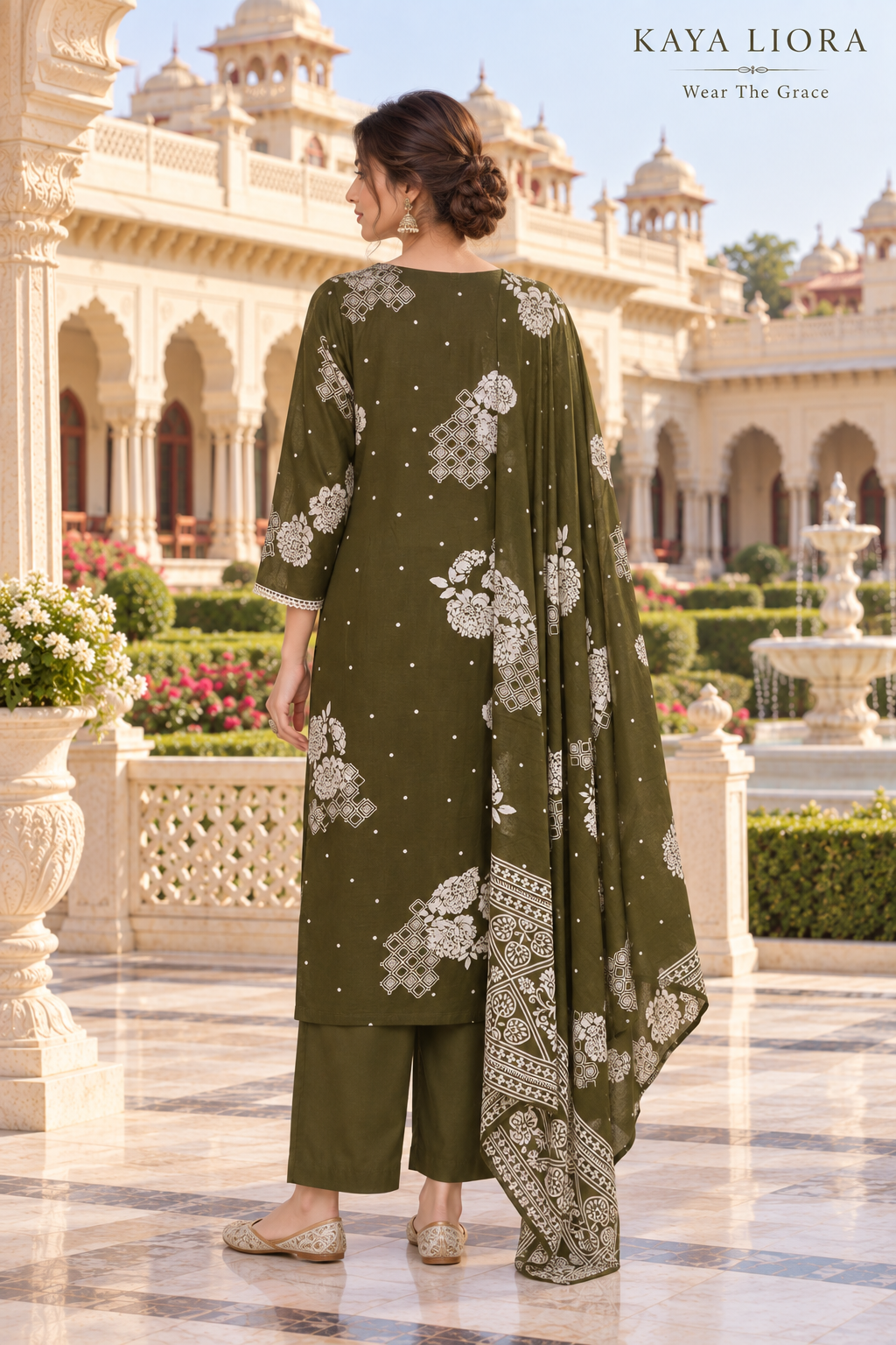 Deep Olive Green – Ivory Heritage Elegance 3-Piece Suit Thumbnail 5