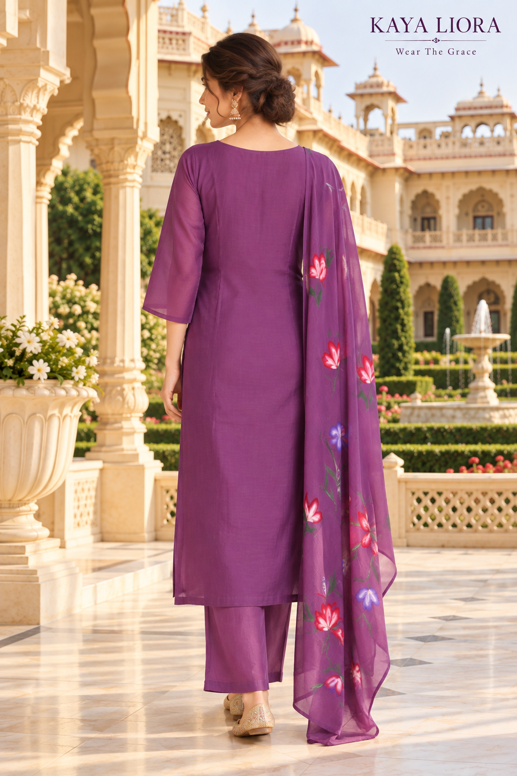Purple Bloom – Floral Grace 3-Piece Ethnic Ensemble Thumbnail 6