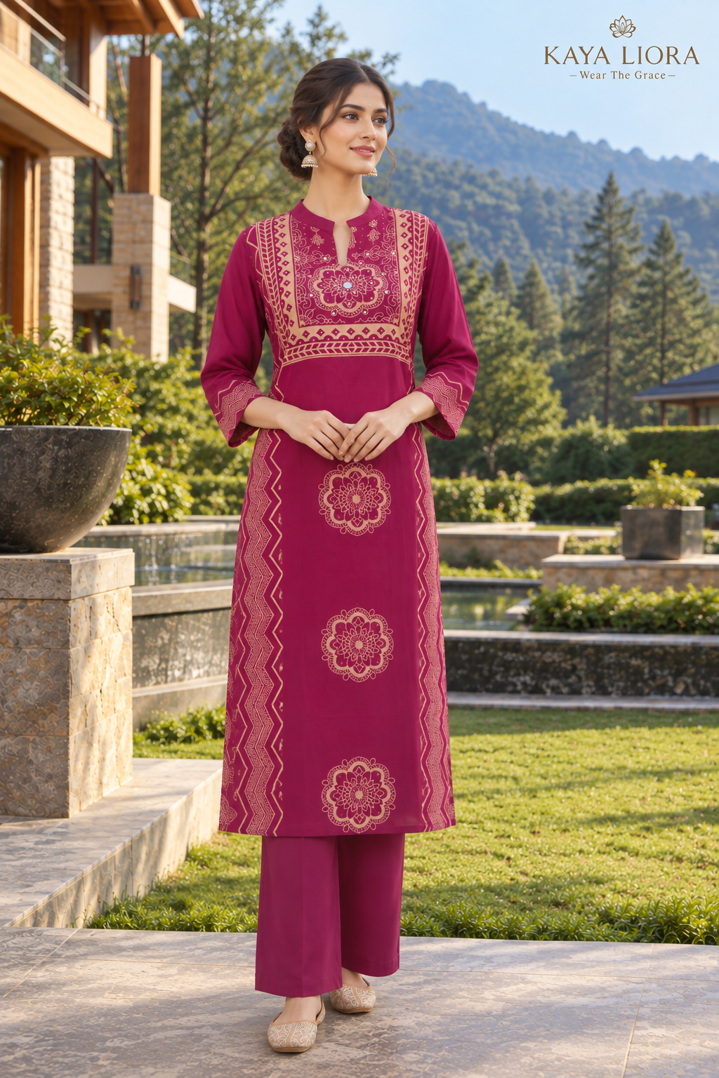 Kaya Liora Purple Royale – 3-Piece Ethnic Suit - Luxury Suits Second View