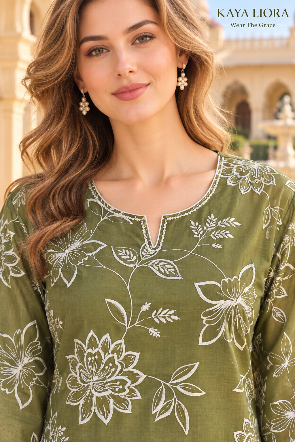 Antique Olive Grace – 3-Piece Silk Co-Ord Set with Inner Thumbnail 4