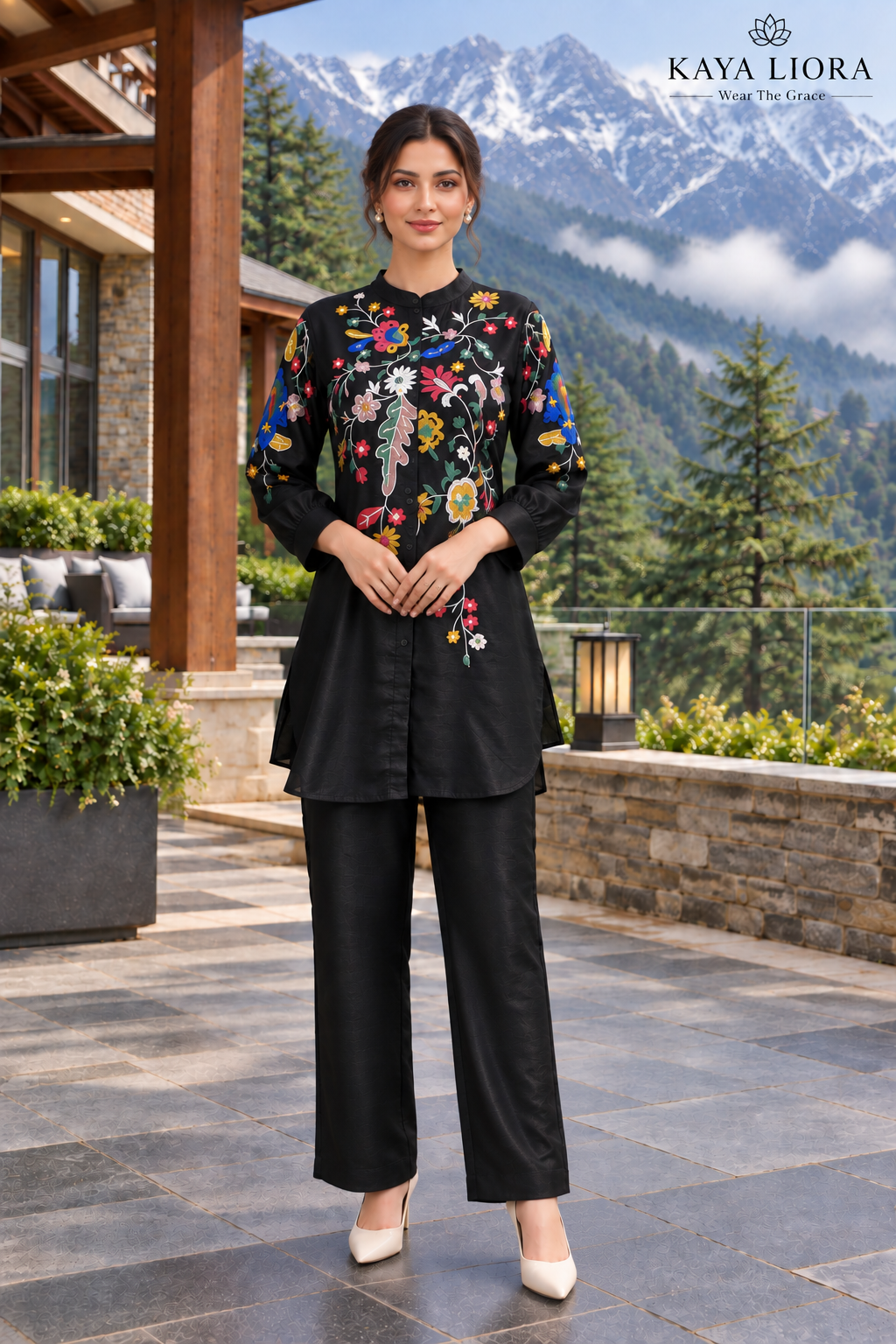 Obsidian Black – Midnight Bloom Co-Ord Set Size Chart